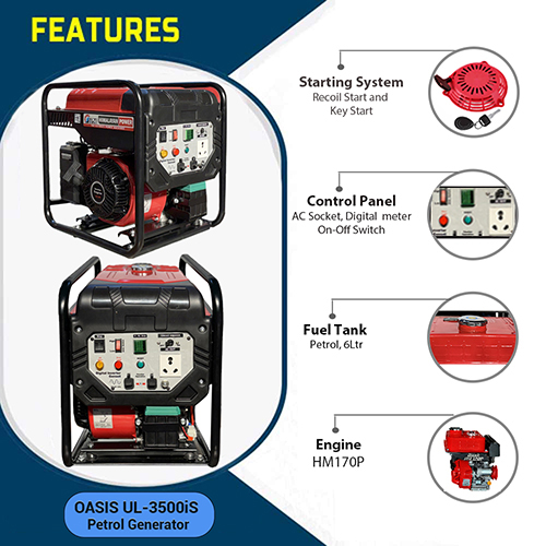 3 KVA Digital Inverter Petrol Generator With LPG Model Oasis UL-3500i